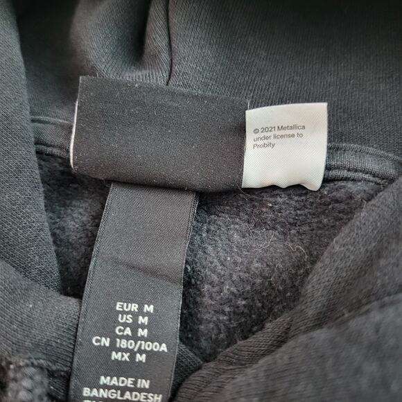 H&M Metallica In Vertigo You Will Be Hoodie Mens M Black Fleece Sweatshirt - Picture 8 of 10